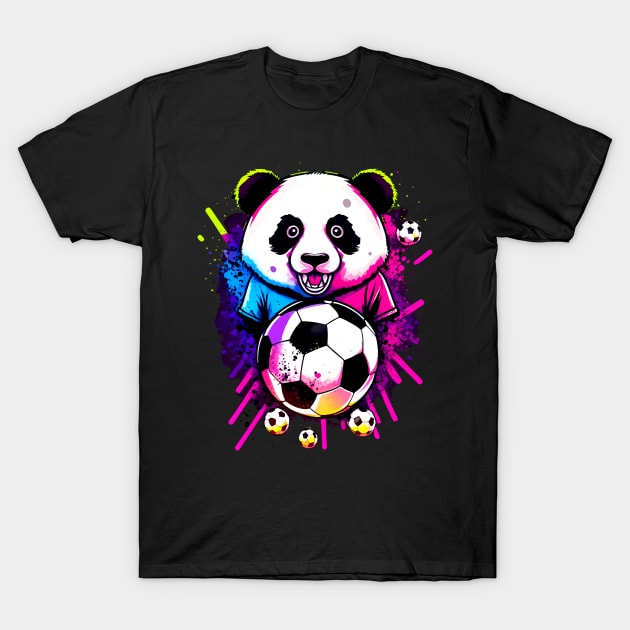 Soccer Panda - Soccer Futball Football - Graphiti Art Graphic Paint T-Shirt by MaystarUniverse